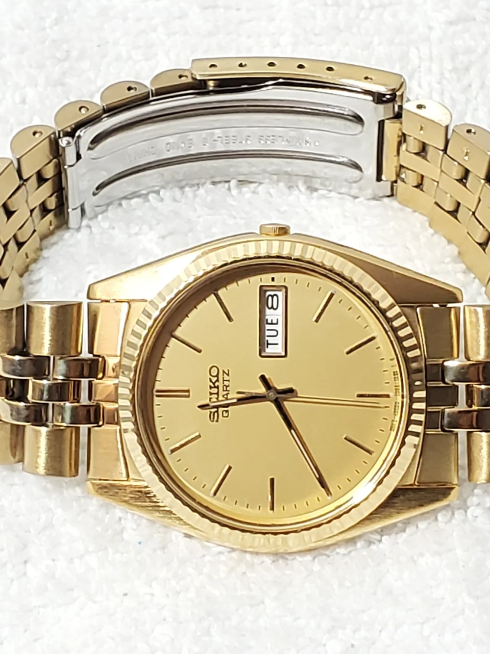 Vintage Seiko Men's Presidential Quartz Watch Gold Tone Day Date Watch One Jewel